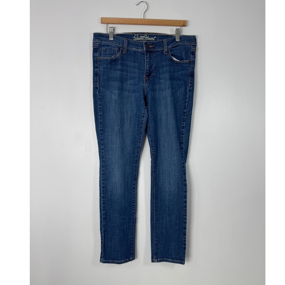 Classic Old Navy Sweetheart Womens 10 Regular Jeans Blue Straight Leg Stretch